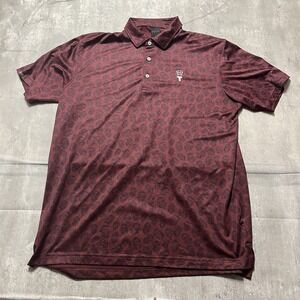 Dunning Golf Polo in Light Red W all over print Stretch size large Casual